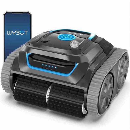 WYBOT S1 Cordless Robotic Pool Vacuum Cleaner for Inground Pools up to 2200 sq ft, 200-Min Runtime Maintenance, Smart Path Planning with Wall Climbing, Scheduled Cleaning with APP Control, Black